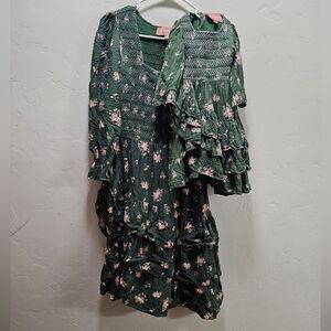 Green JessaKae dress Medium and mini 12-18 mo